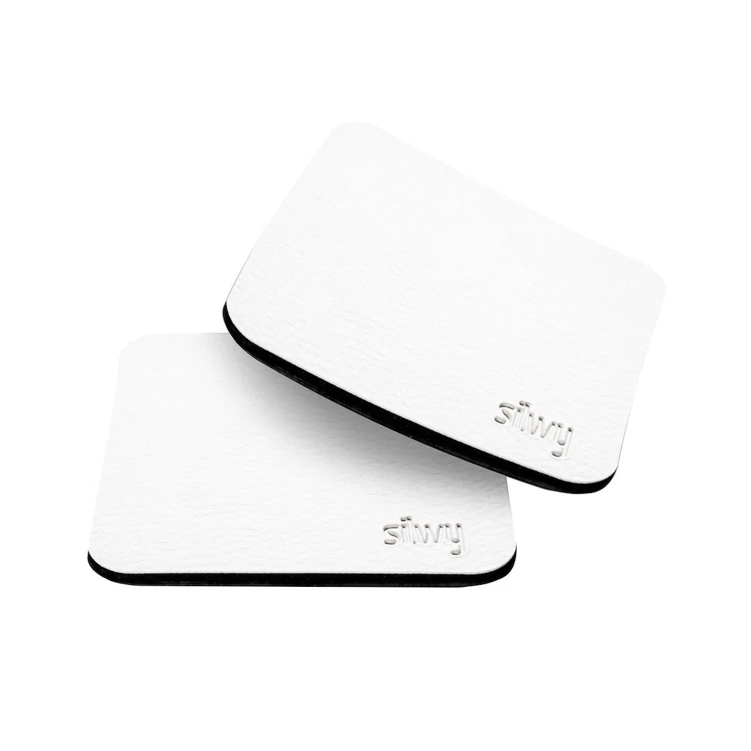 U000-QU-W-2 – SILWY MAGNET Beverage Coaster, Square 3-1/4 Inch Length x 3-1/4 Inch Width White Metal Nano Gel Without...